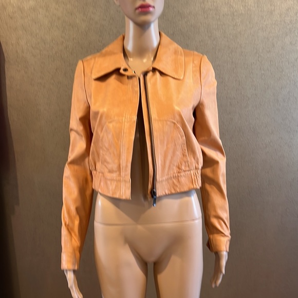 J Brand Natural Leather Cropped Bomber Jacket - Picture 2 of 11